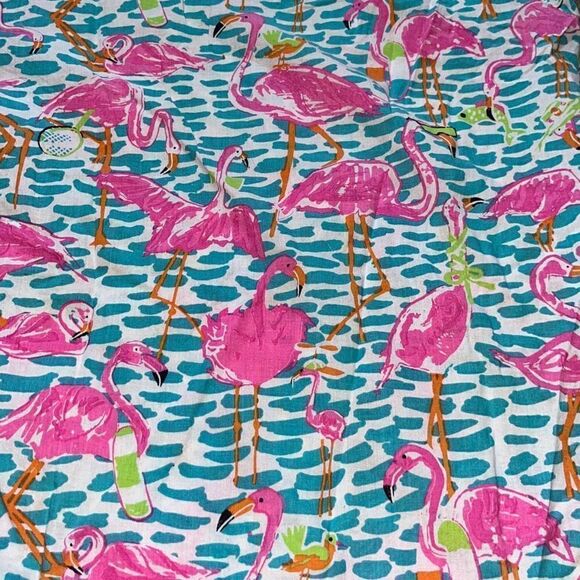 Gretchen Scott Cotton Gauze Tunic Beach Cover Up Pink Flamingos Small S EUC - Picture 12 of 15